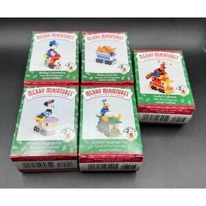 New Hallmark 1998 Merry Miniatures Mickey Express Disney Train Set of 5 -26D *1